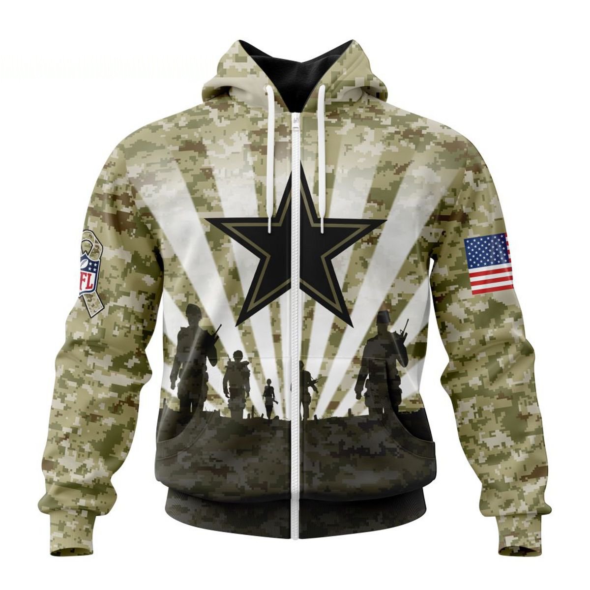 DALLAS COWBOYS 3D HOODIE HONOR VETERANS