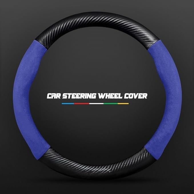 Steering wheel cover 3D embossed carbon fiber leather protective cover