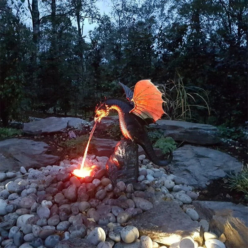 (🔥Last Day Promotion-SAVE 50% OFF)Precision Casting Fire-breathing Dragon Sculpture Waterscape