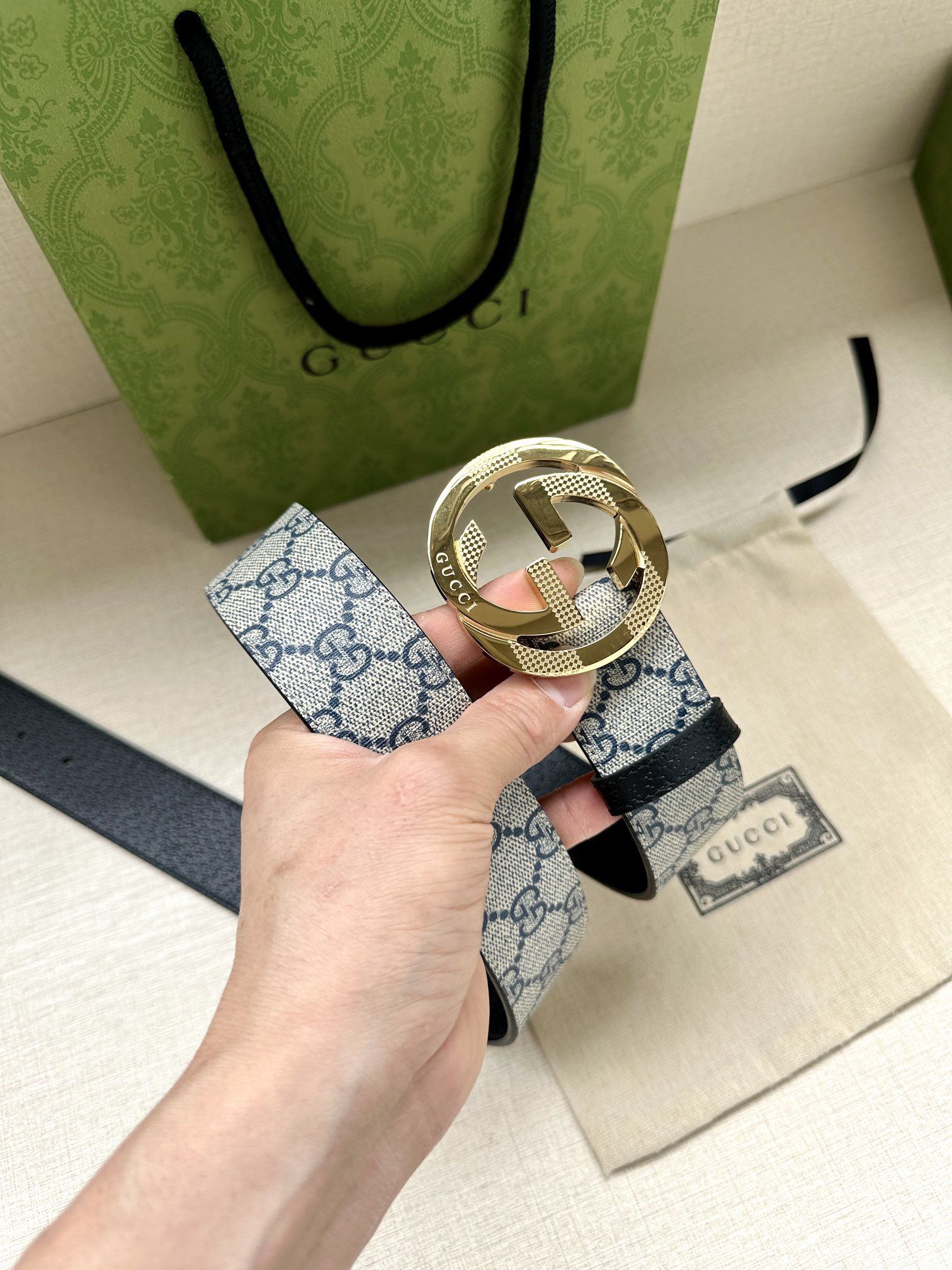 Gucci Marmont printed leather belt 3.8 cm wide