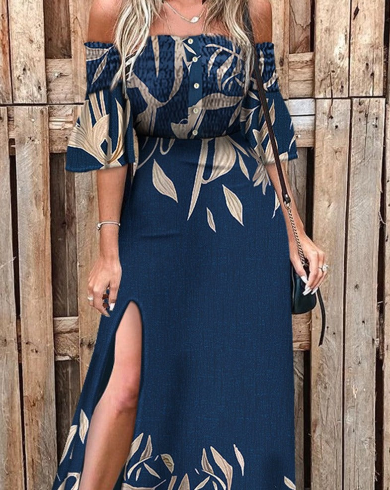 One-Shoulder Dress with High Slit