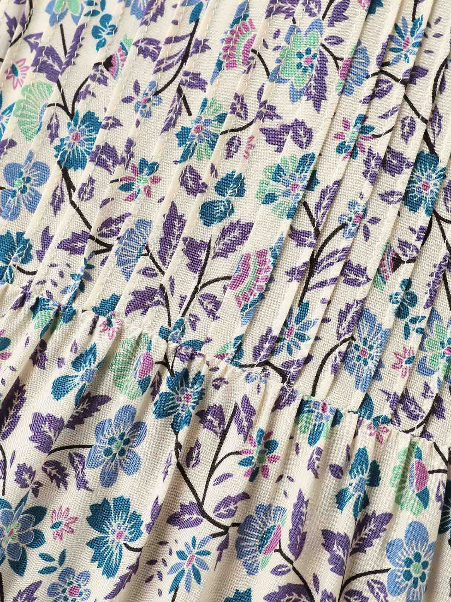 Rayon Pleated Floral Print Blouse