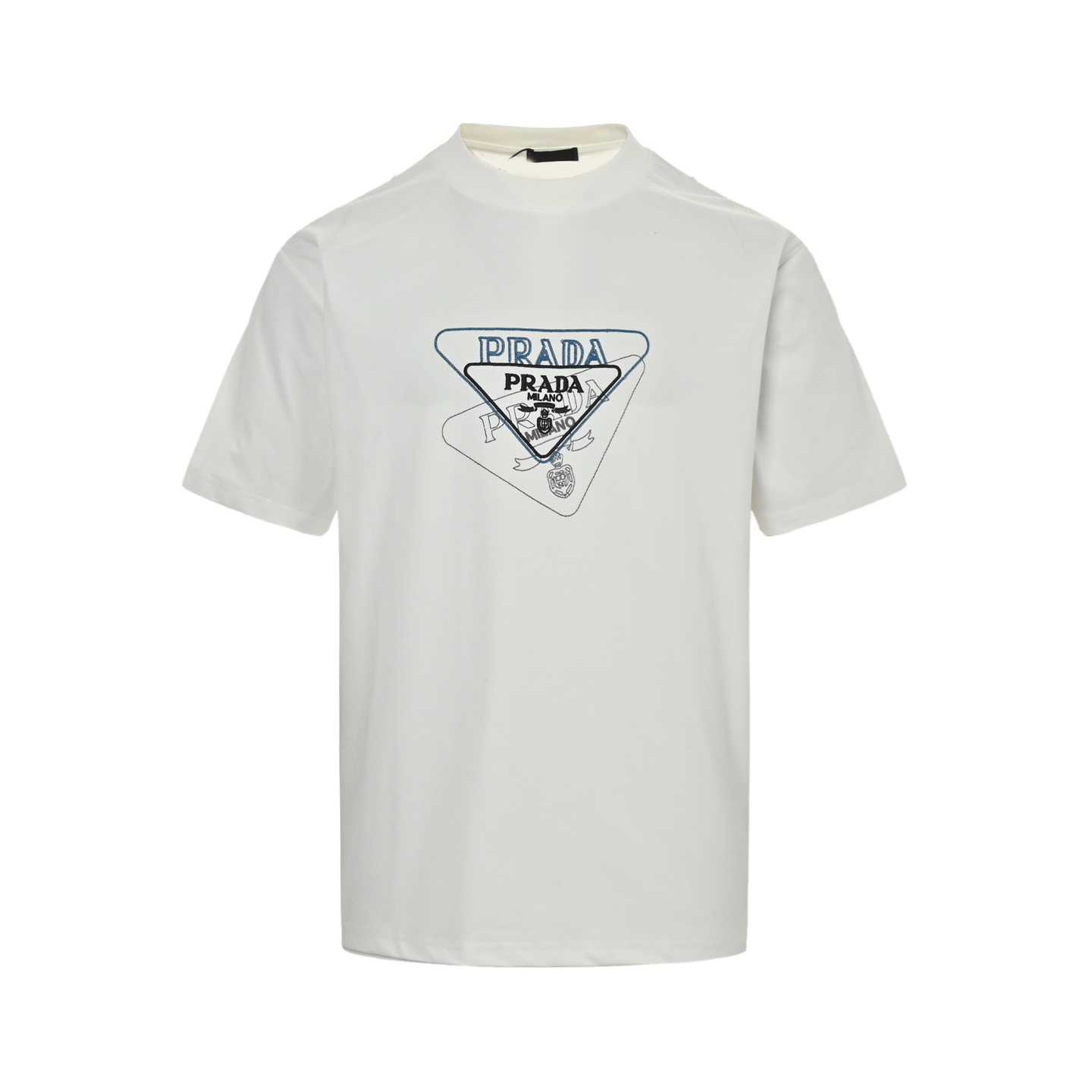 Prada 25ss overlapping triangle logo embroidered short sleeves