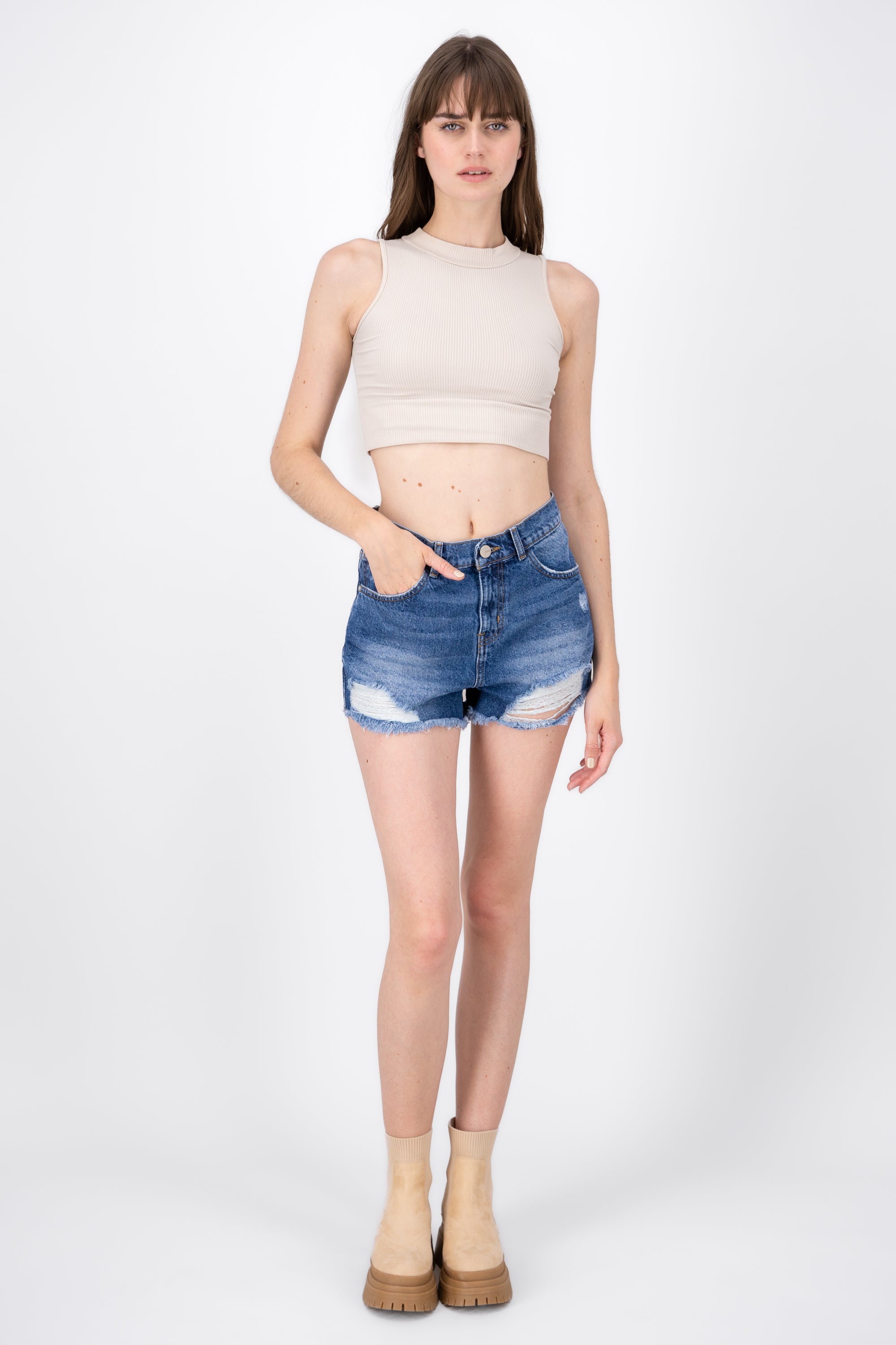 Buttoned High Waist Shorts