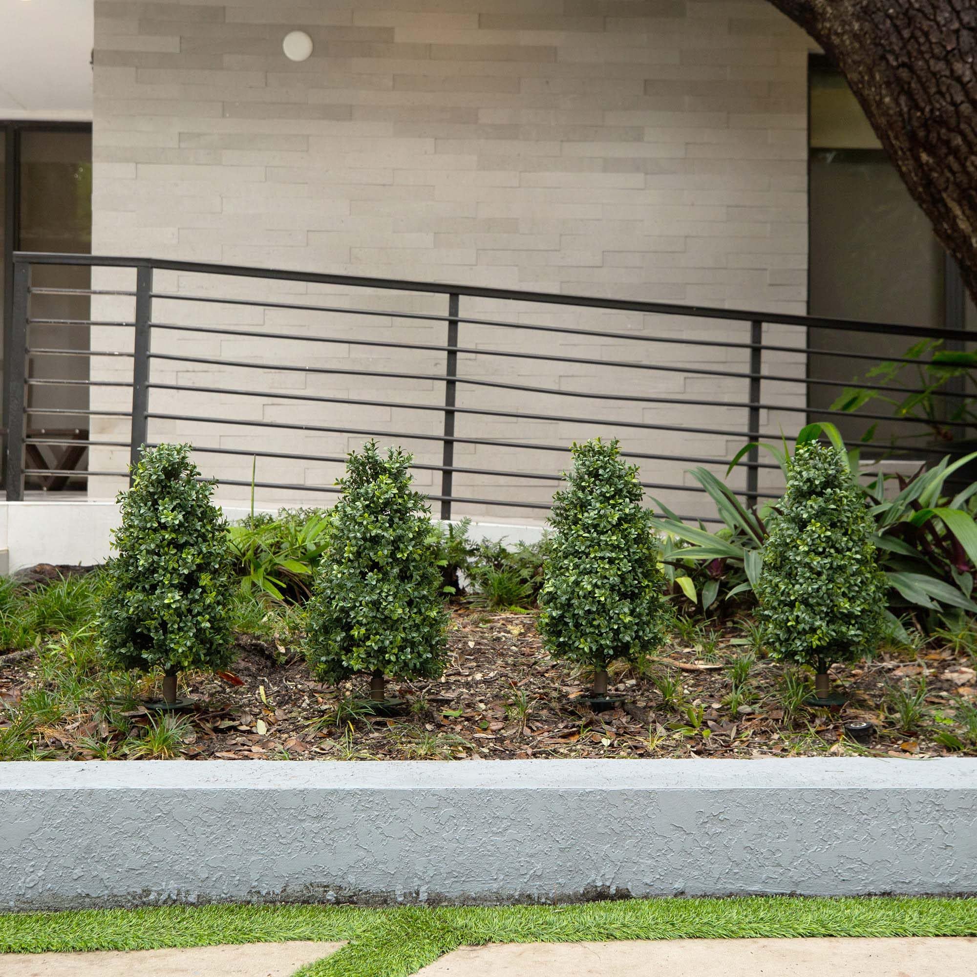 2.5 ft. UV Resistant Artificial Boxwood Plant with Integrated Ground Stake (Indoor/Outdoor)
