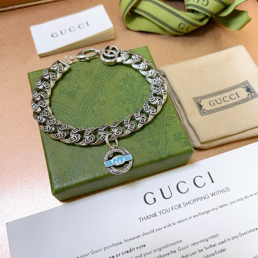 Gucci Blue GG Flat Bracelet