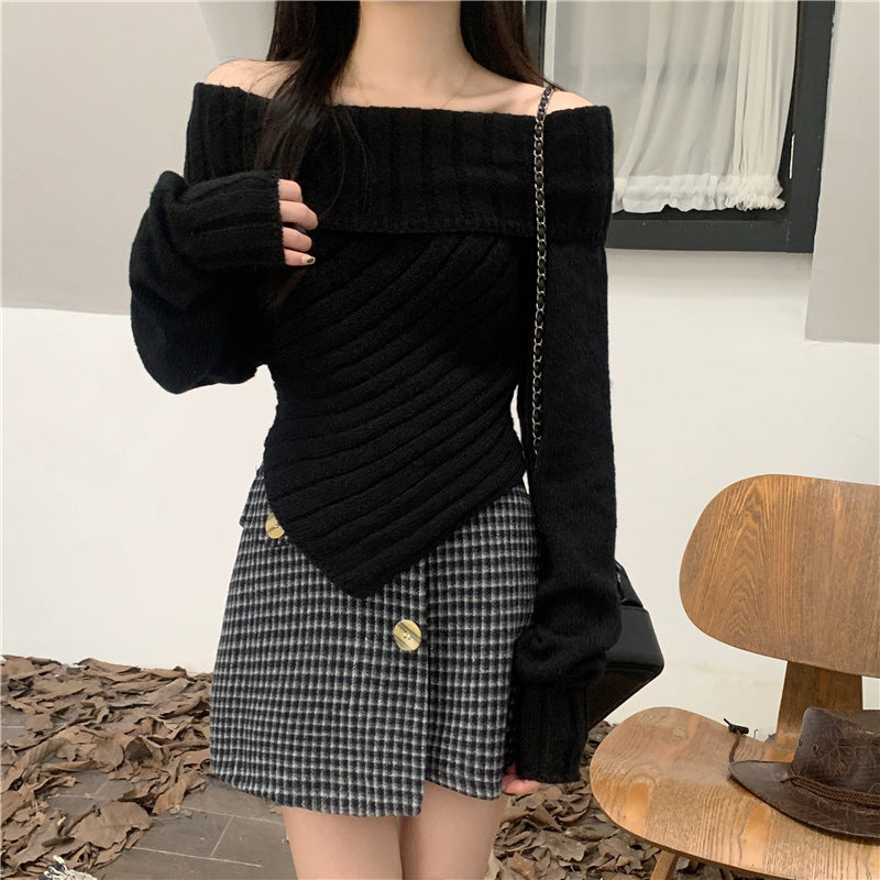 Women's Long Sleeve Off-Shoulder Sweater in Relaxed Style