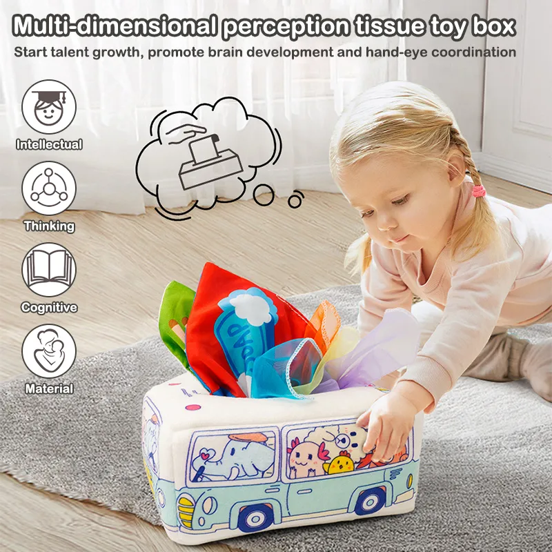 Montessori Sensory Tissue Box Baby Sensory Pull Toy-BUY 2 FREE SHIPPING
