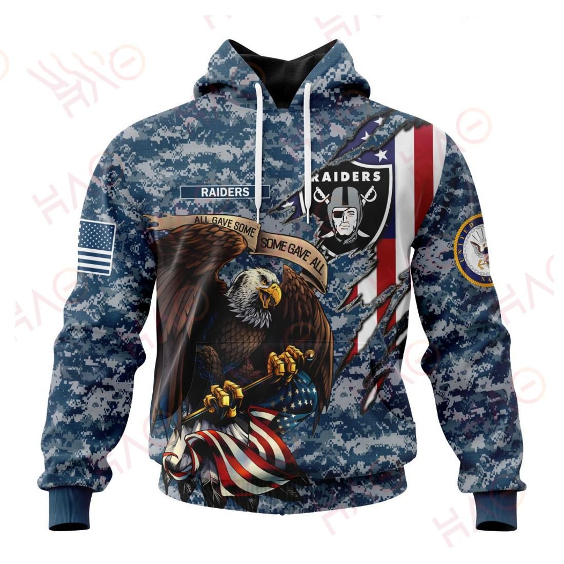 LAS VEGAS RAIDERS 3D HOODIE US NAVY VETERANS