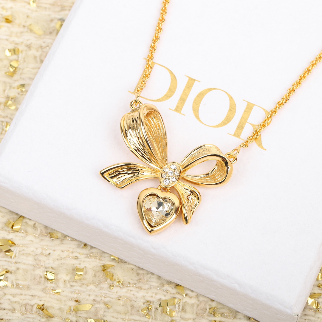 Dior Bow Heart Necklace
