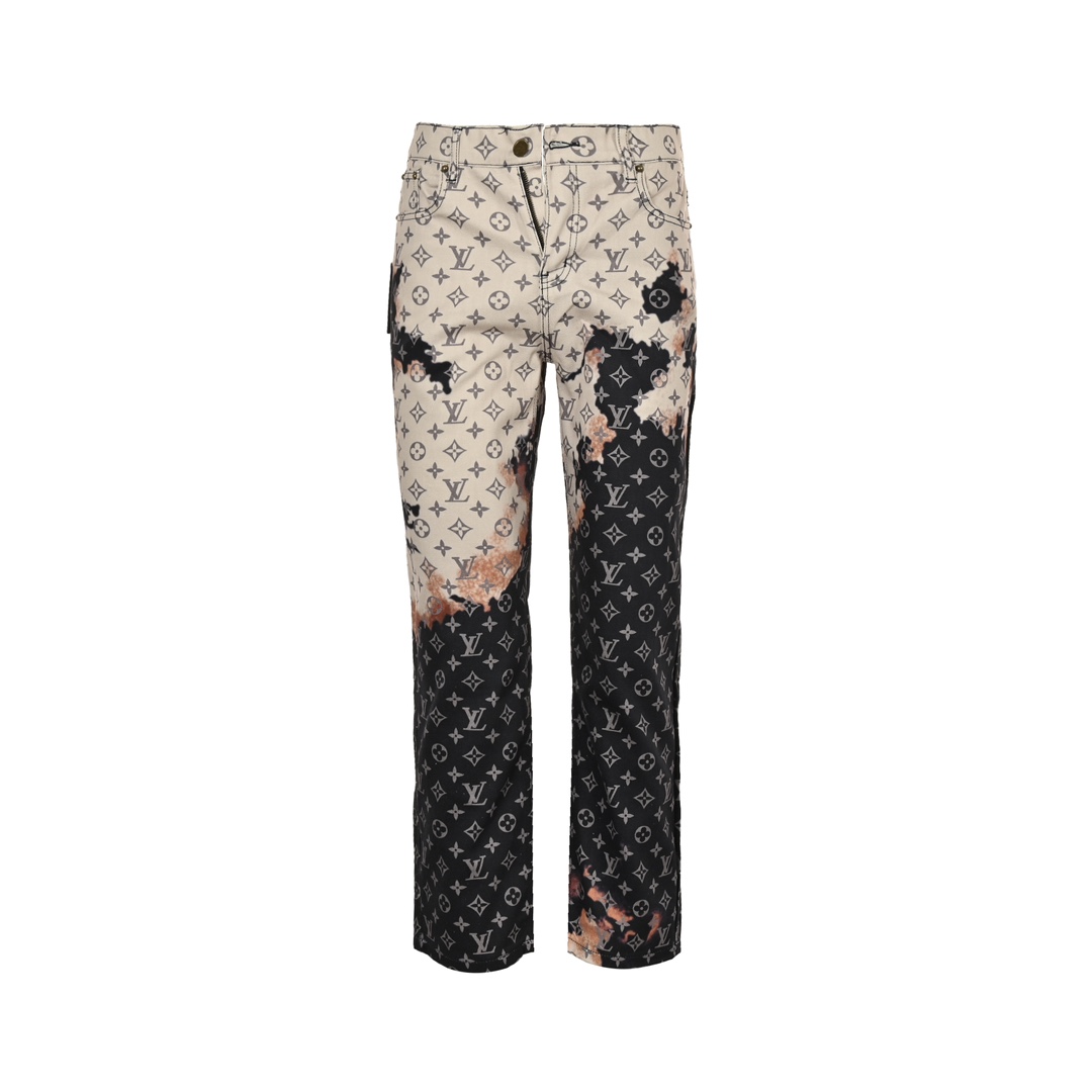 Louis Vuitton 24Fw Fire Cloud Monochrome Print Denim Pants