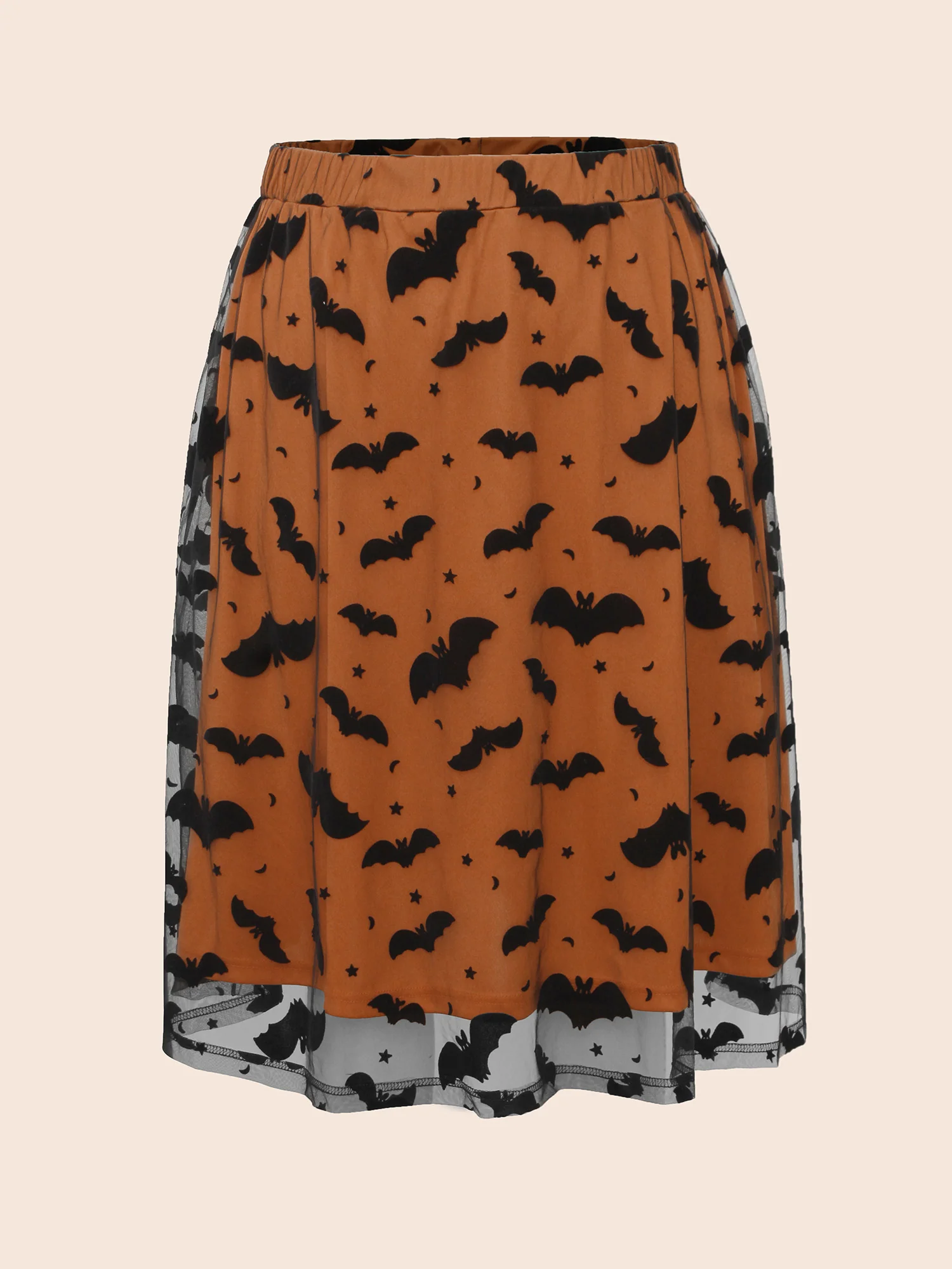 Bat Motif A-Line Midi Skirt