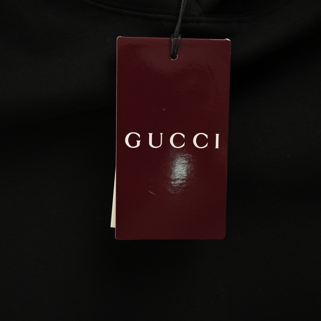 Gucci 24Fw small logo space cotton composite knitted hooded sweatshirt