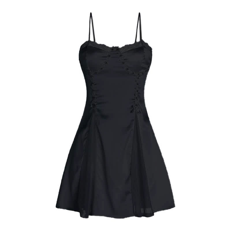 Beaded Lace Mesh Satin Slip Nightdress