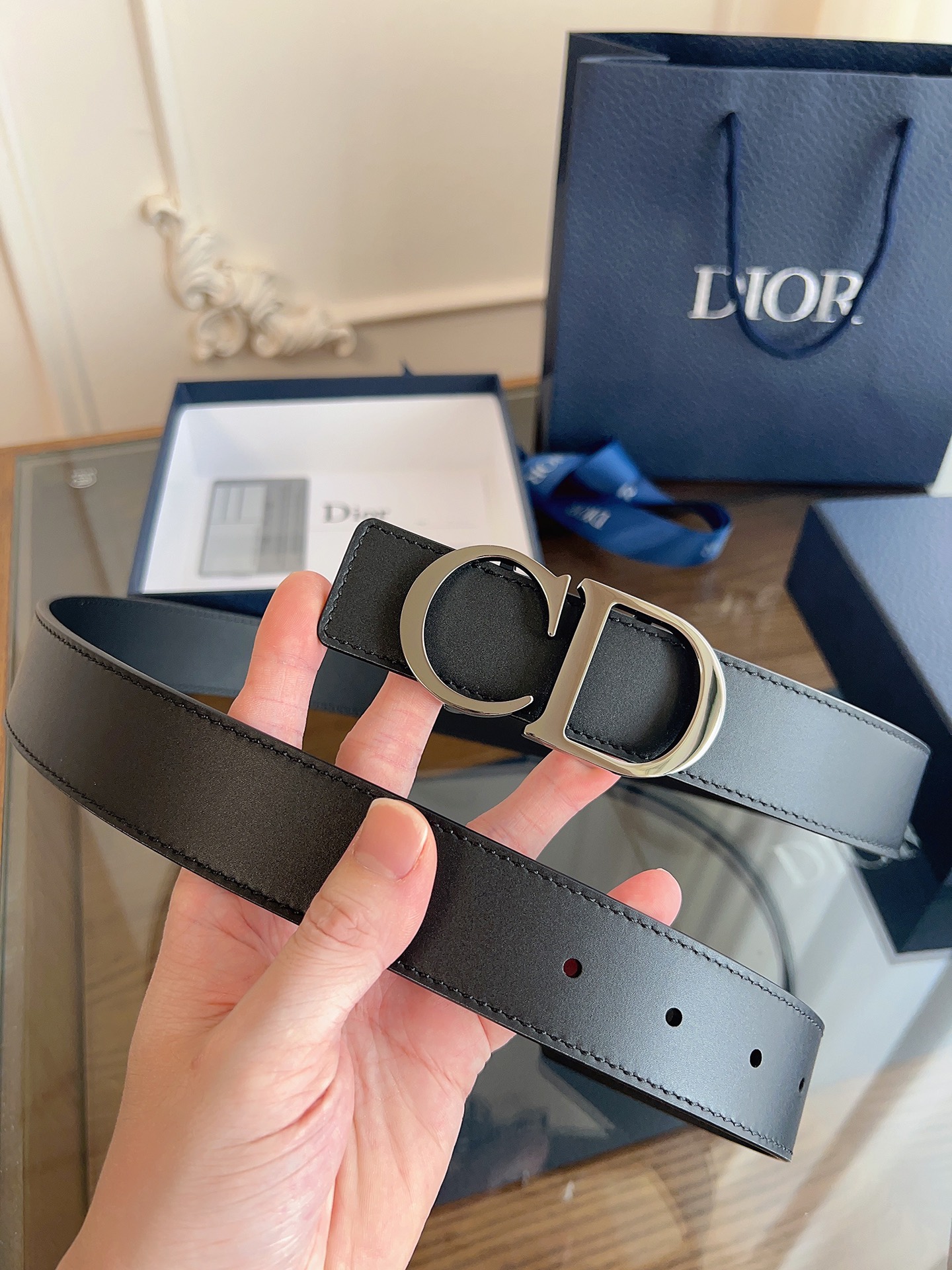 Dior CD buckle cowhide belt width 3.5CM