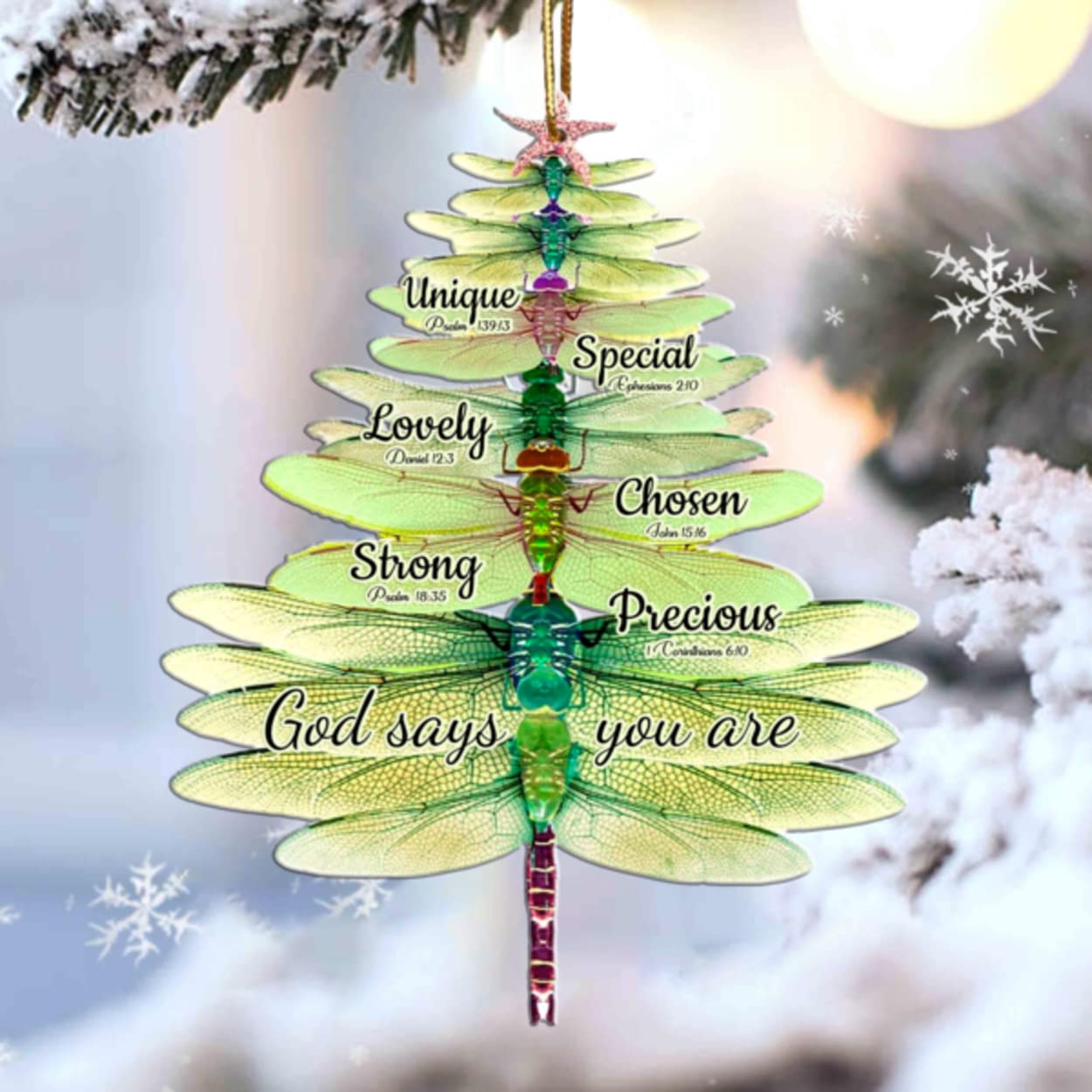 Christmas Dragonfly Christmas Ornament