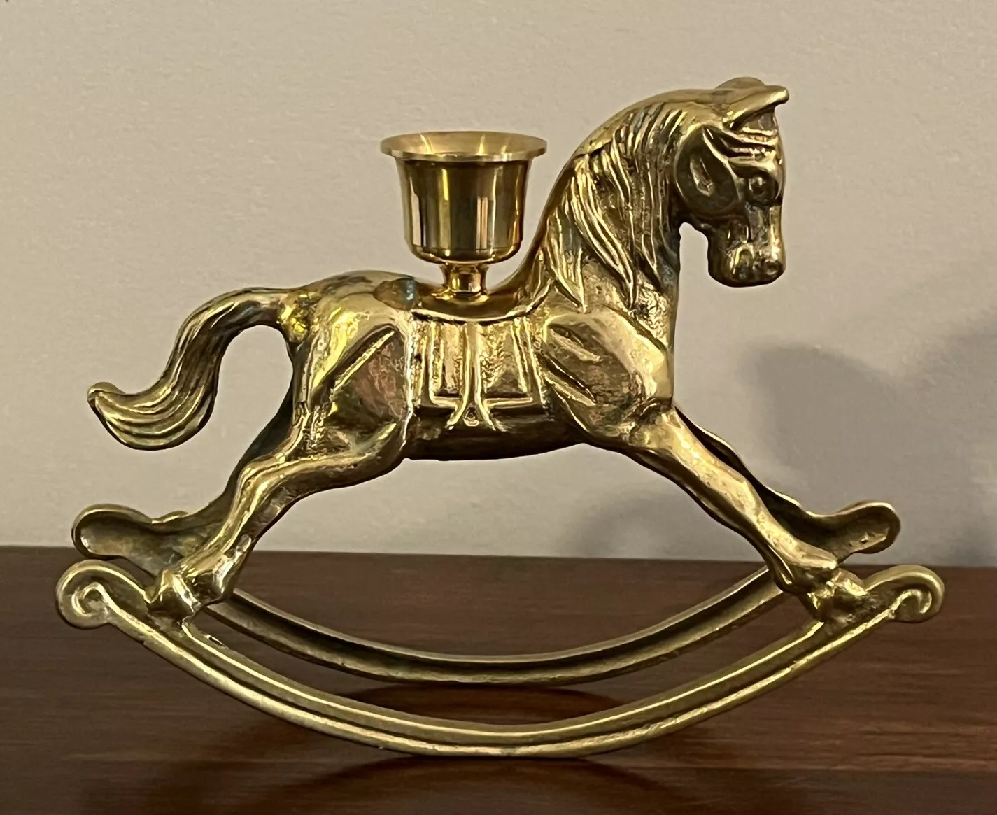 🐎🕎Vintage Brass Rocking Horse Candle Holder