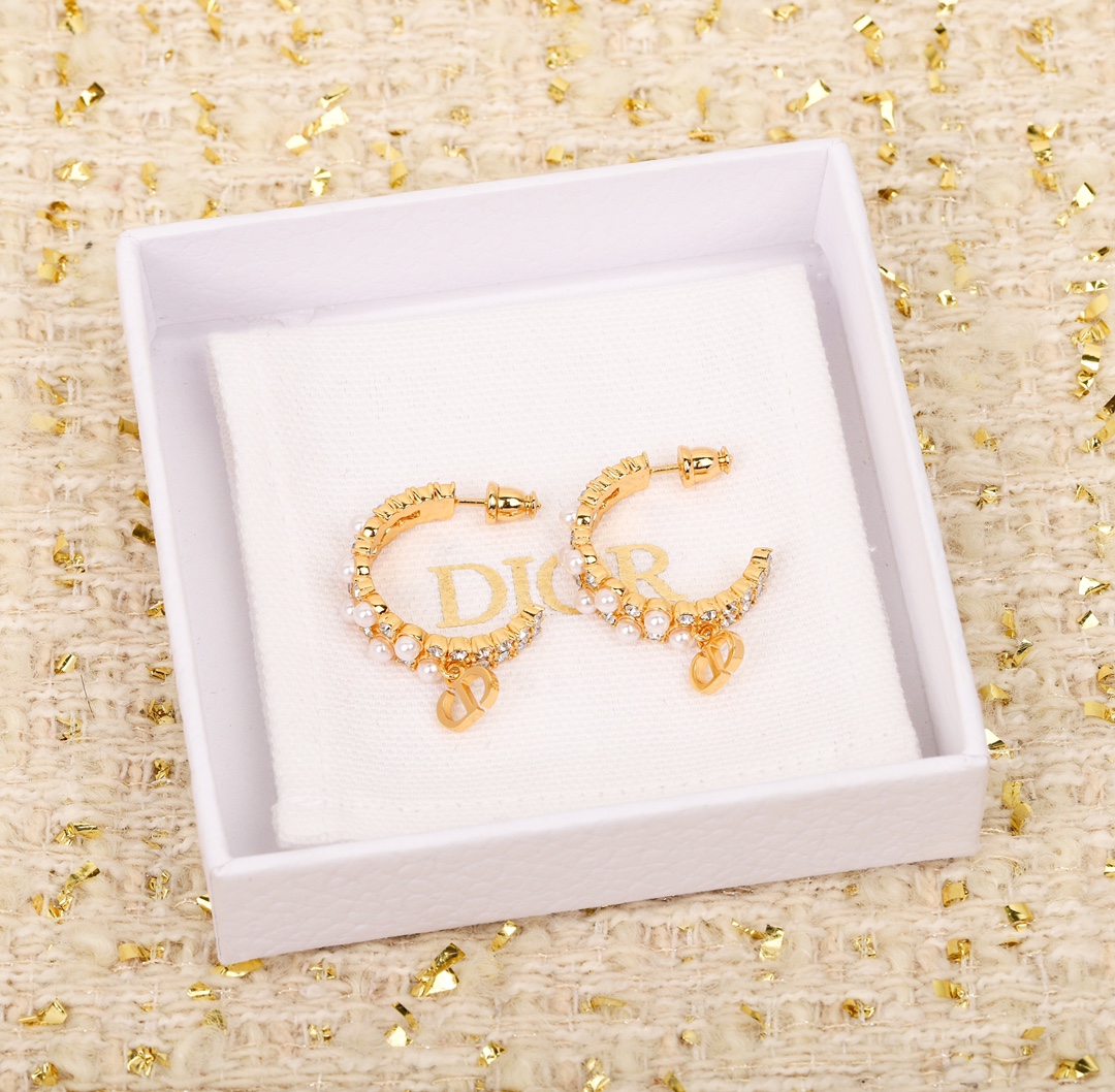 Dior Double Pearl Diamond Earrings