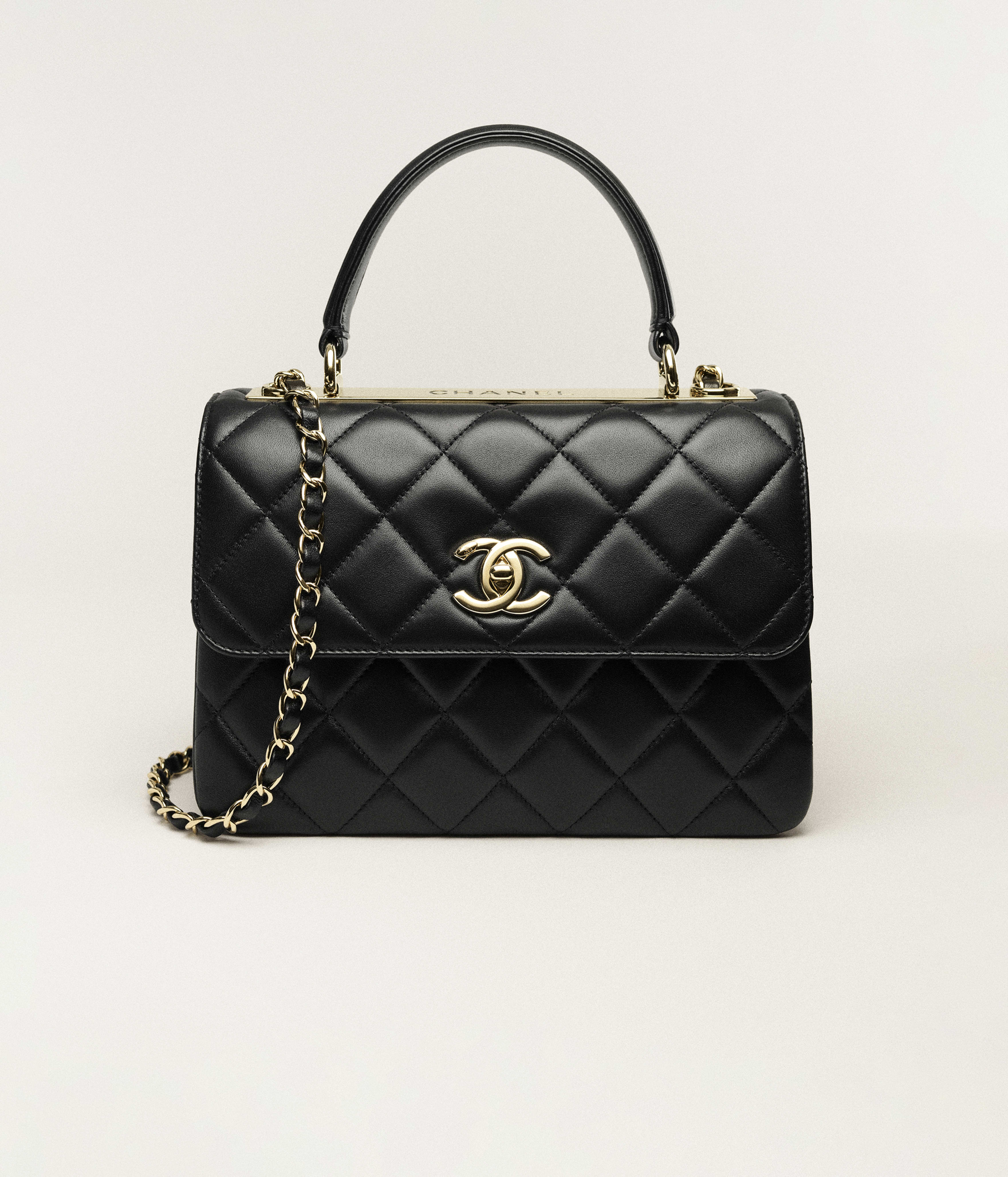 Chanel Flap Bag with Top Handle Lambskin & Gold-Tone Metal Black A92236-Y60767-94305