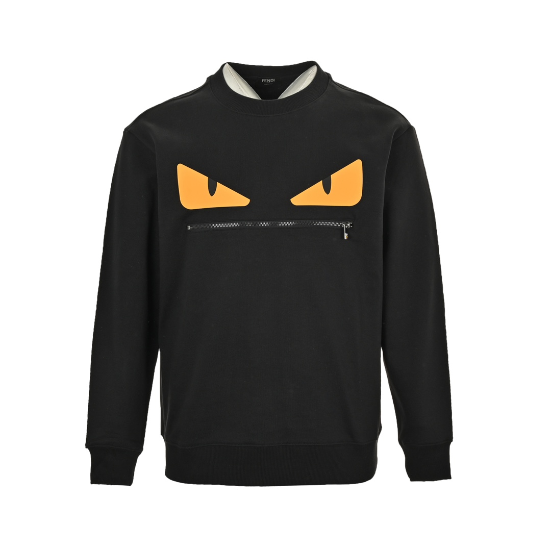 Fendi 24Fw Little Monster Rubber Eyes Zipper Crew Neck Sweatshirt