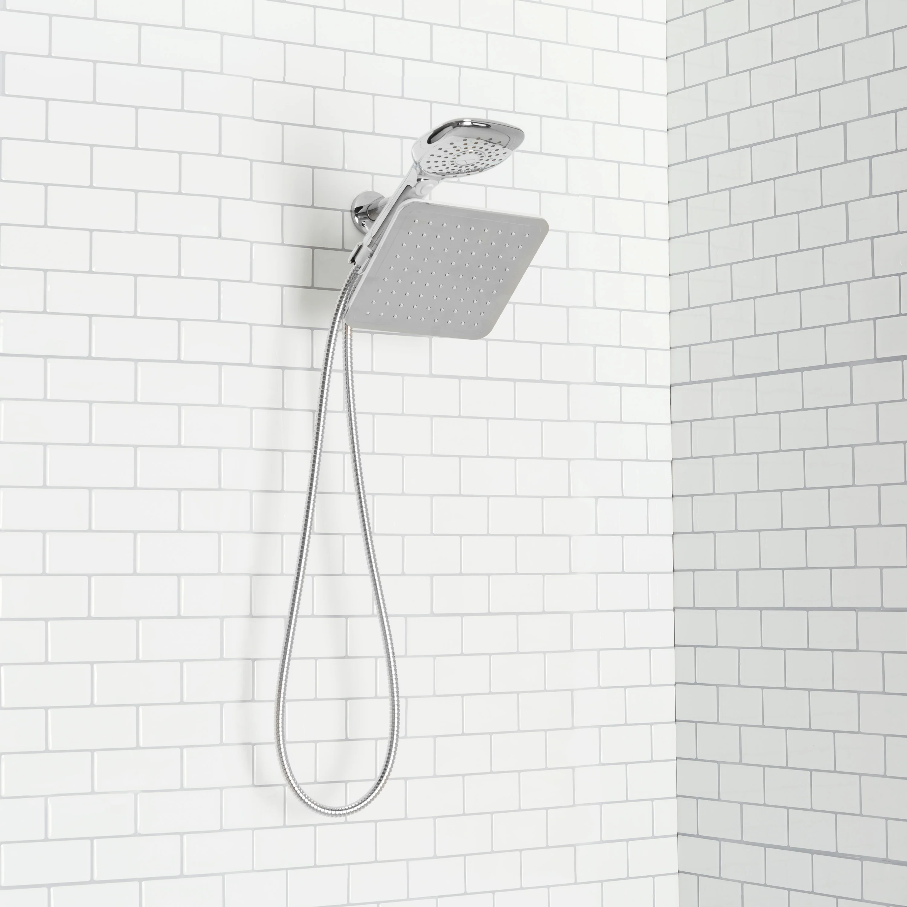 Home Basics Dual Rainfall Chrome Plated Steel Shower Massager, Silver