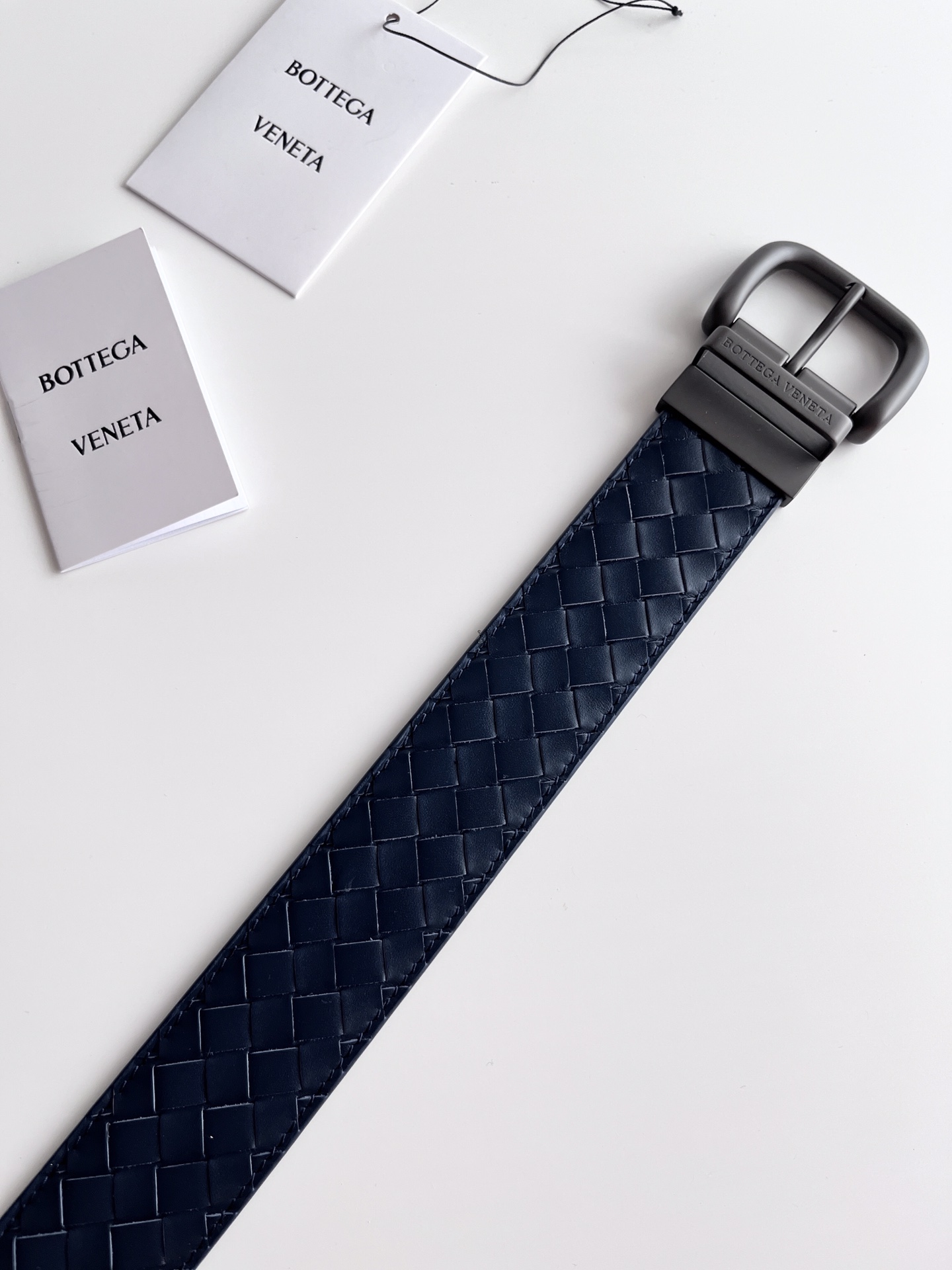 Bottega Veneta frosted pin buckle woven cowhide double-sided belt 4.0cm wide