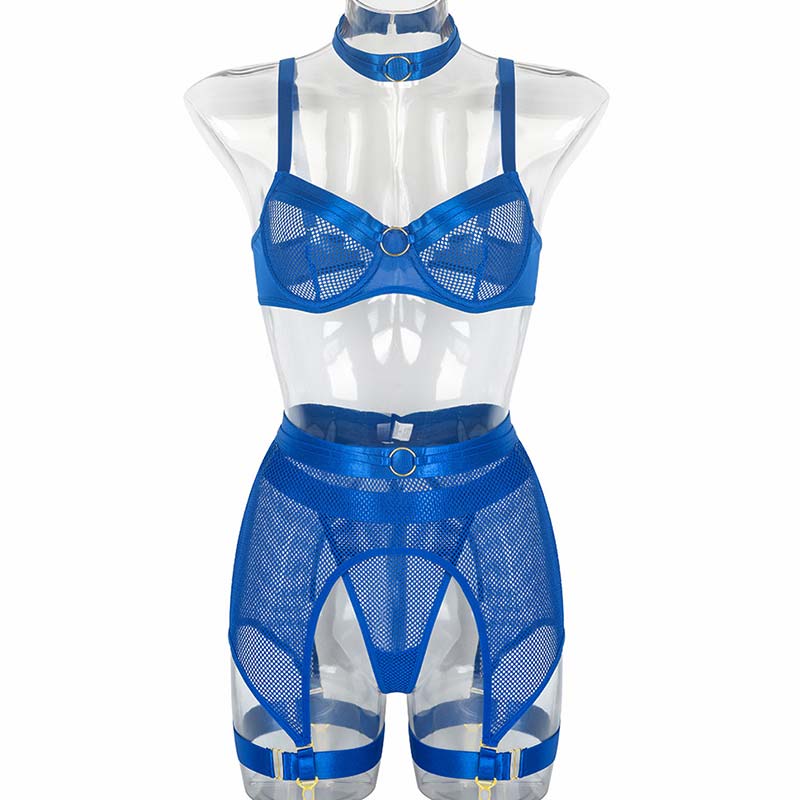 Ring Collar Mesh Lingerie Set