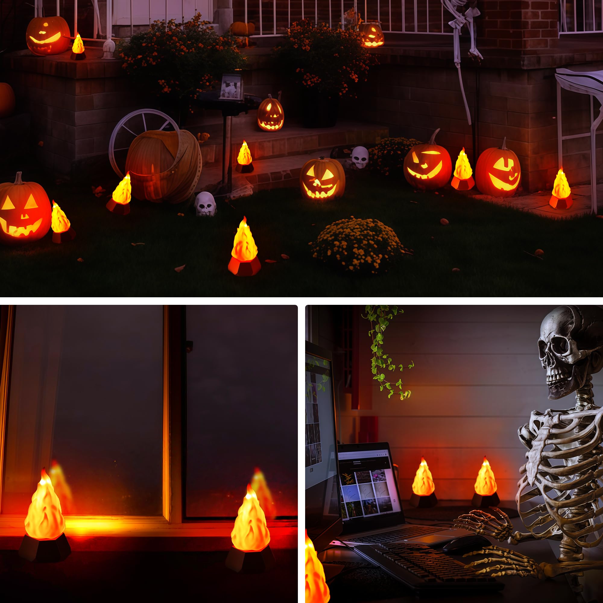 Flickering Flame Lamp USB Rechargeable, 3D Fake Fire Night Light 🔥💡