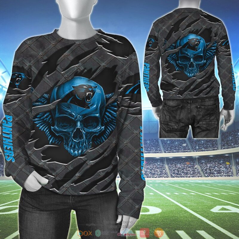 CAROLINA PANTHERS WINGS SKULL 3D HOODIE