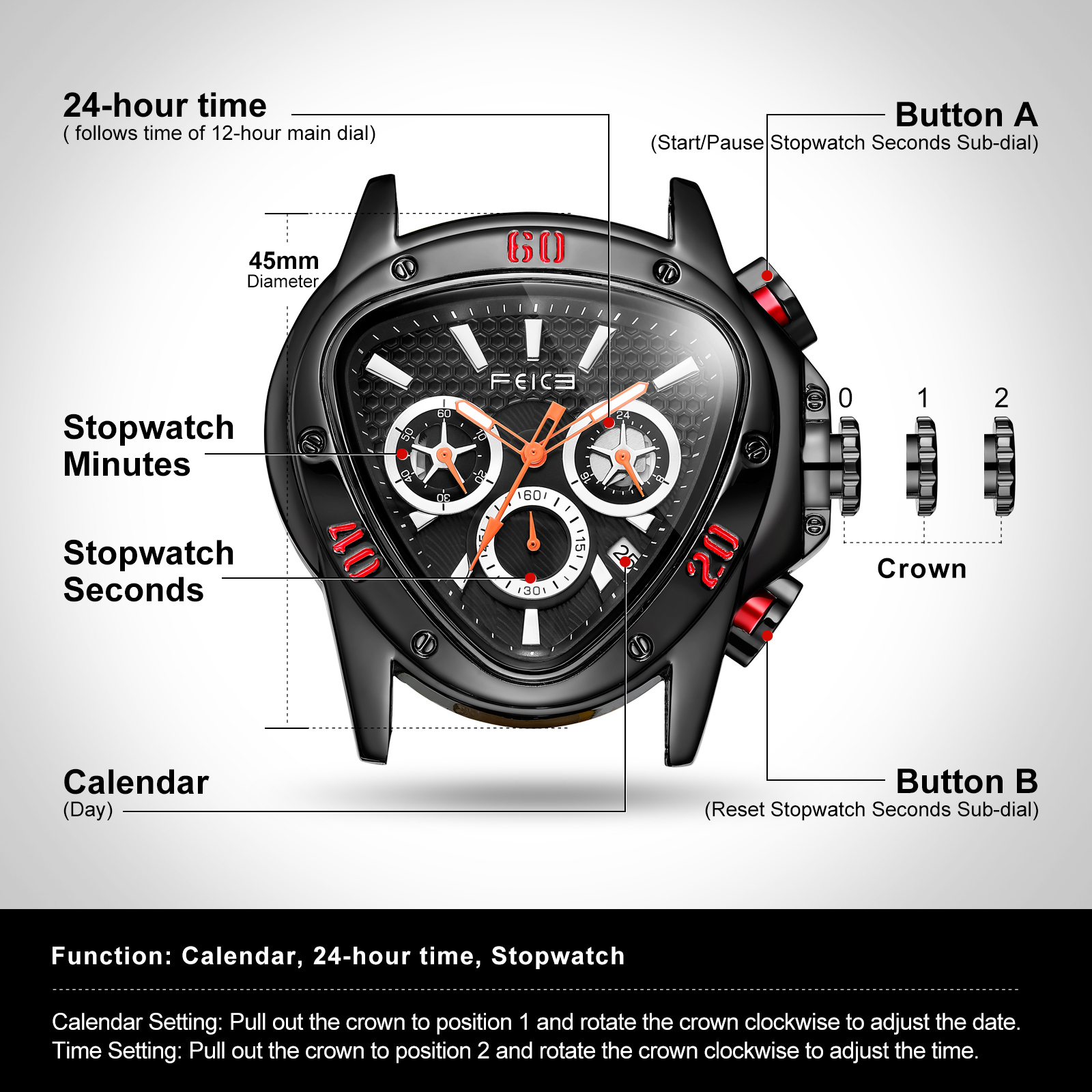 FK039 FEICE Mens Quartz Sports Watch