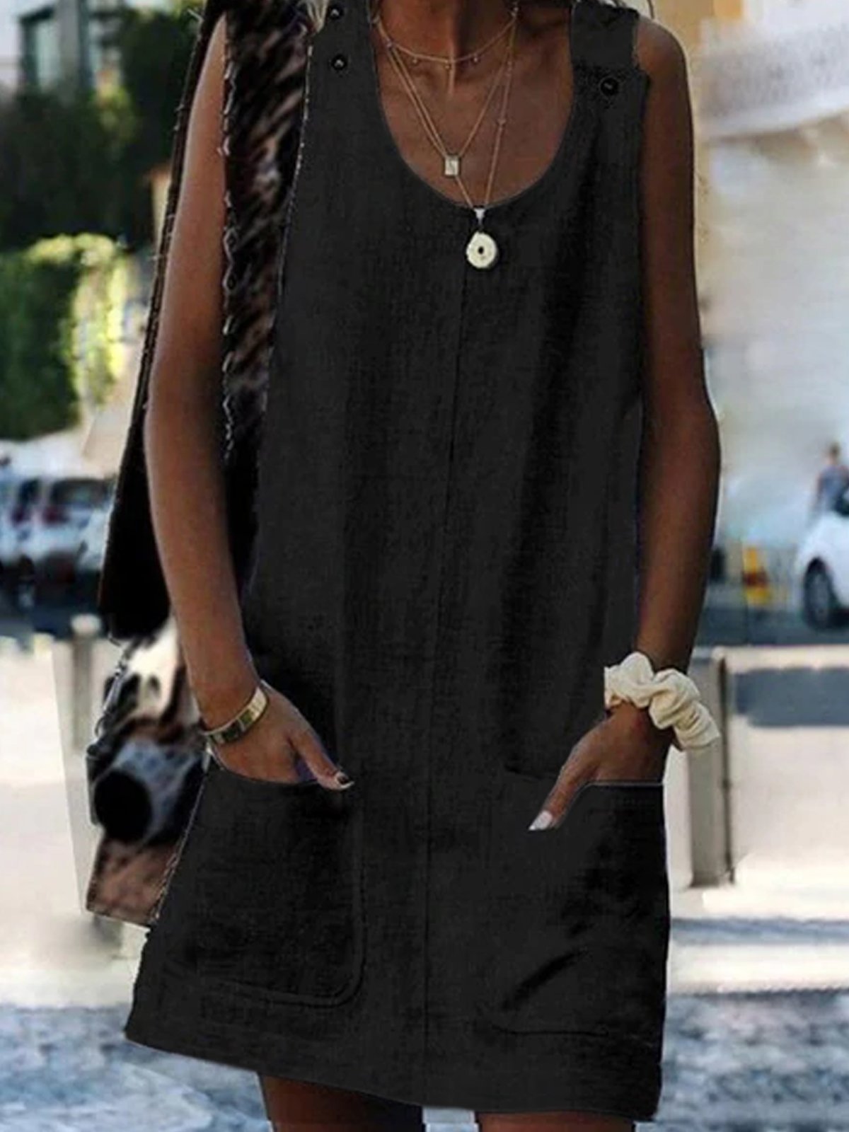 Women's Pure Color Strap Dress