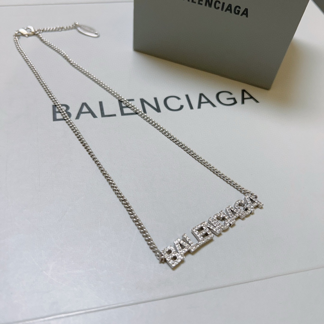 Balenciaga Font Diamond Chain Necklace