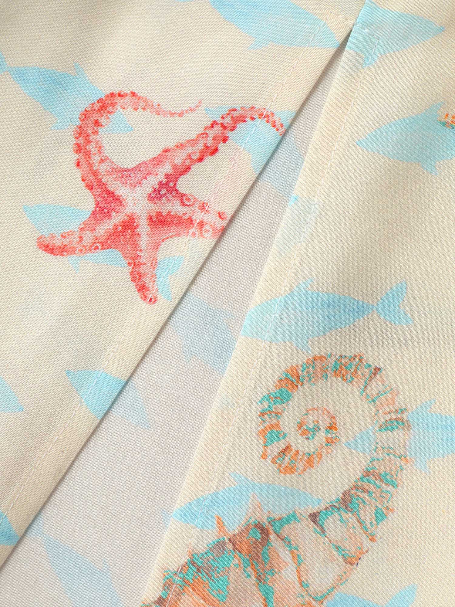 Oceanic Print Slit Sleeveless Midi Dress