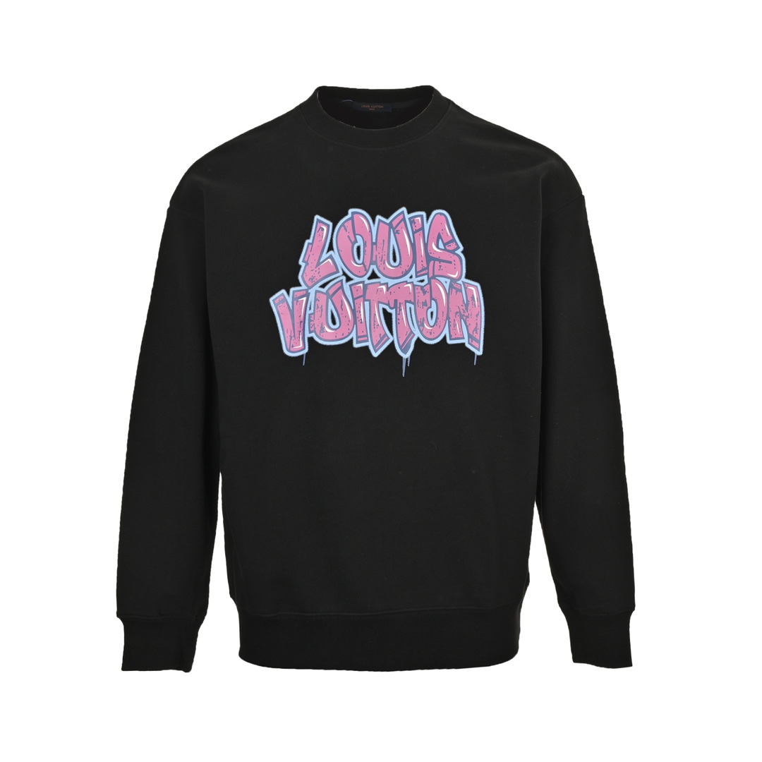 Louis Vuitton 24Fw crewneck sweatshirt with graffiti logo on front and back