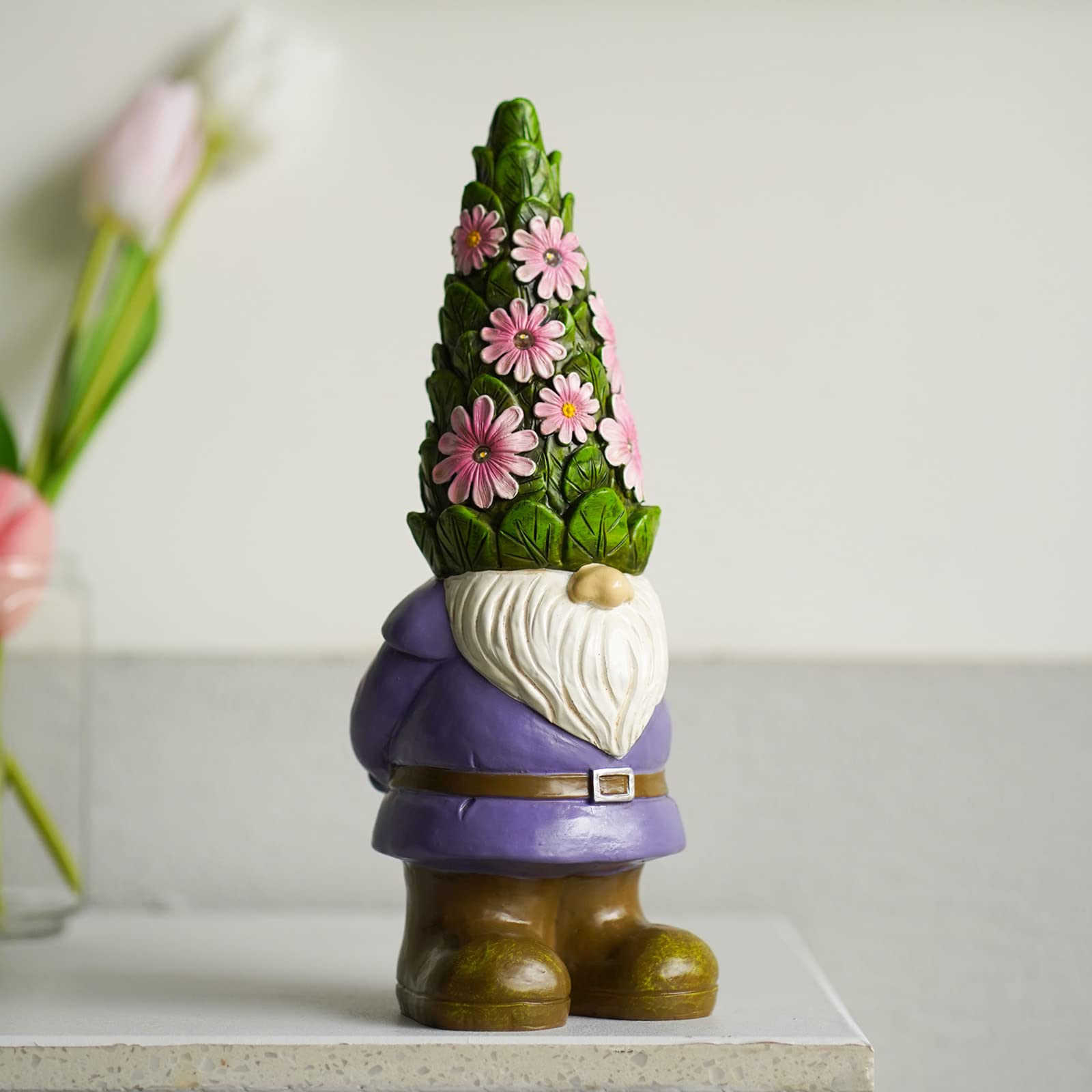 ☀️🔋Solar Garden Outdoor Statues Gnome with Succulent and 7 LED Lights✨