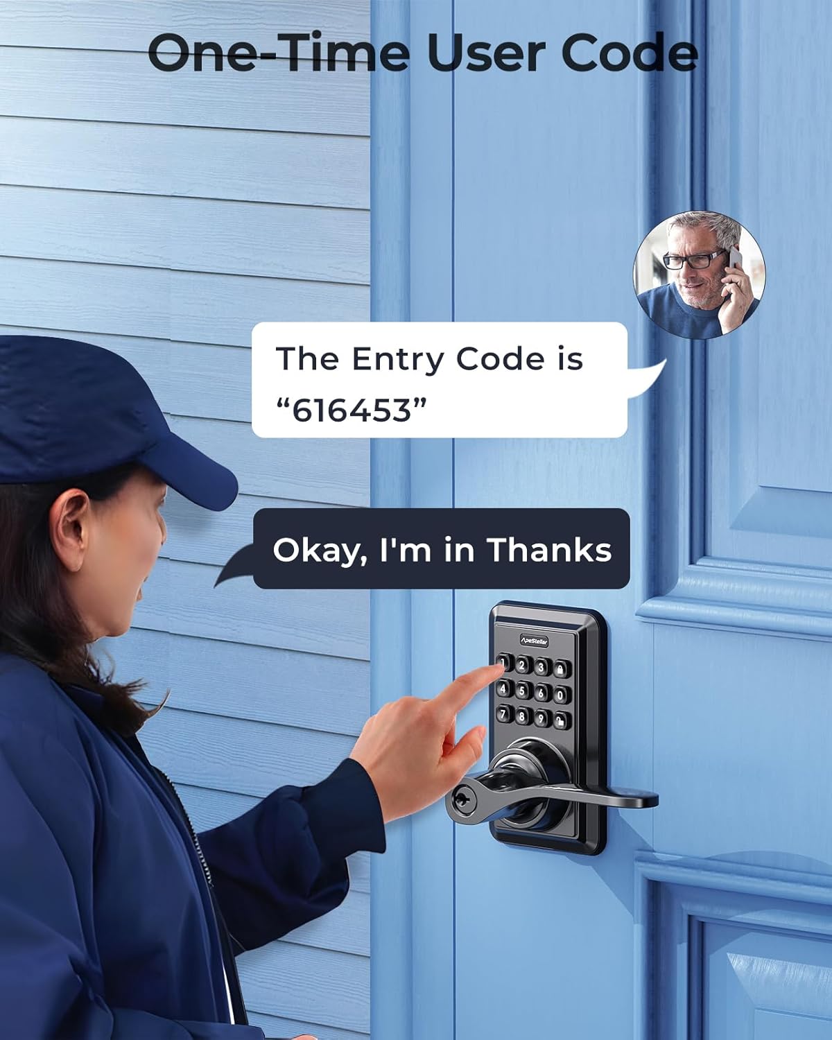 Keyless Entry Door Lock, Keypad Door Lock with Handle, Electronic Lever Door Lock with Code, Auto Lock, Passage Mode, Easy Installation, Matte Black - Apestellar