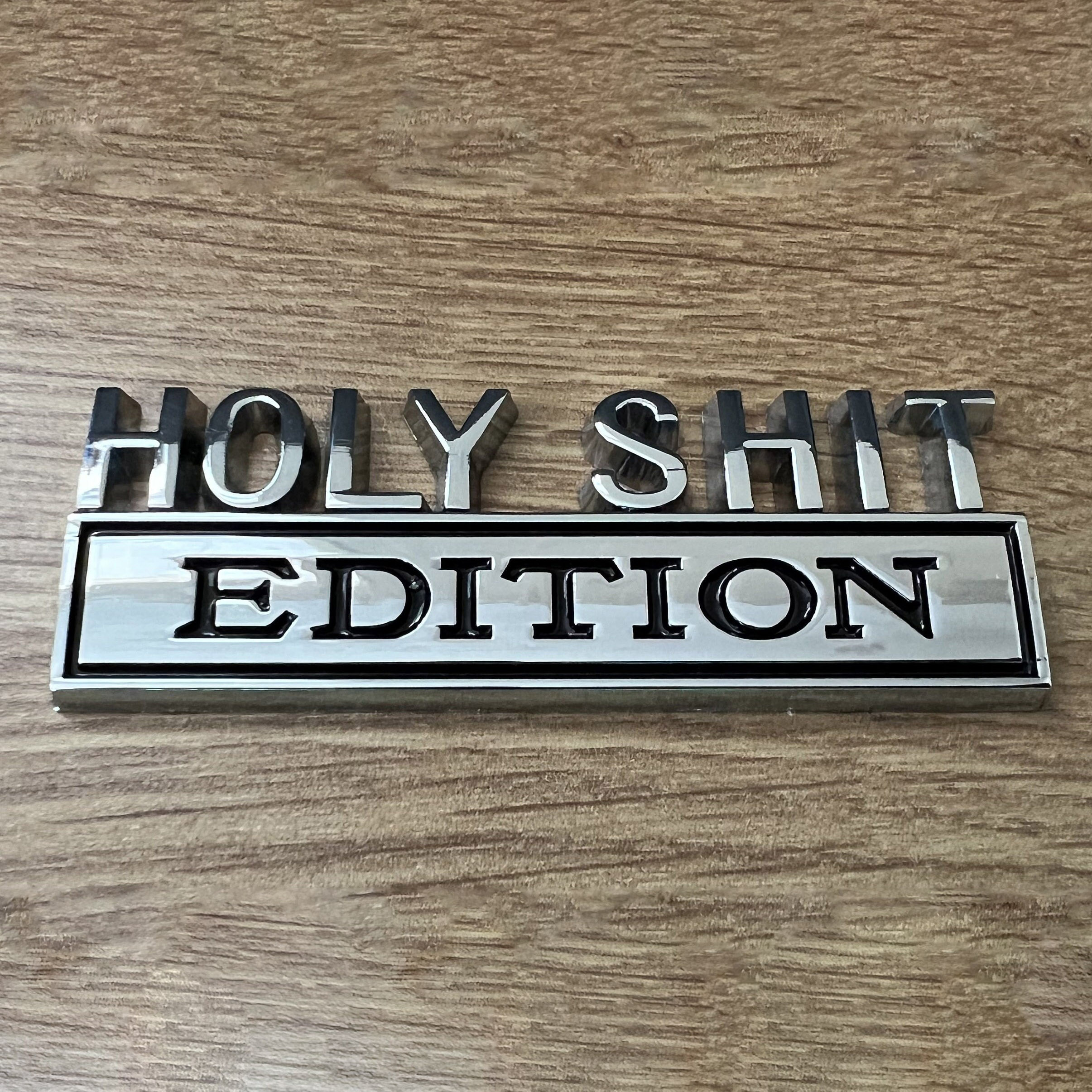 Funny Metallic Decal Emblem | Smile-inducing panel