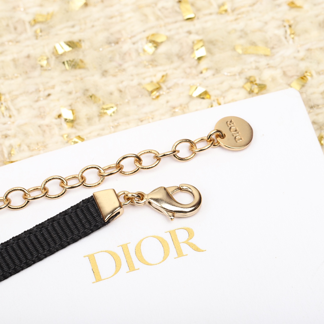 Dior nine-bead ribbon choker necklace