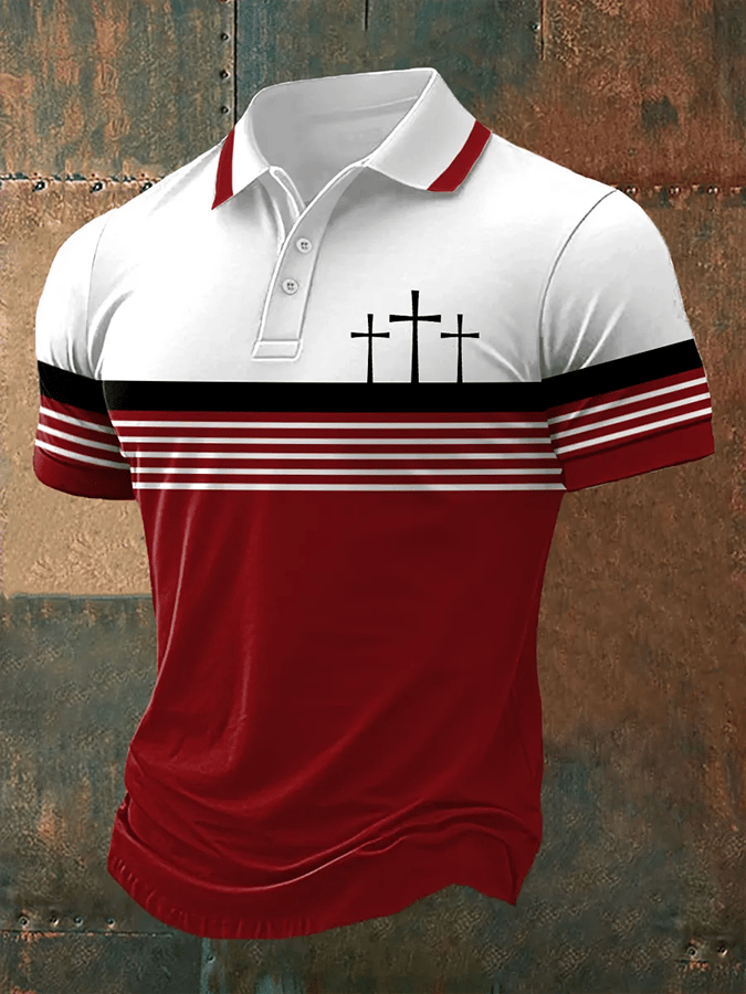 Men's Retro Faith  Casual Printed Polo Shirt