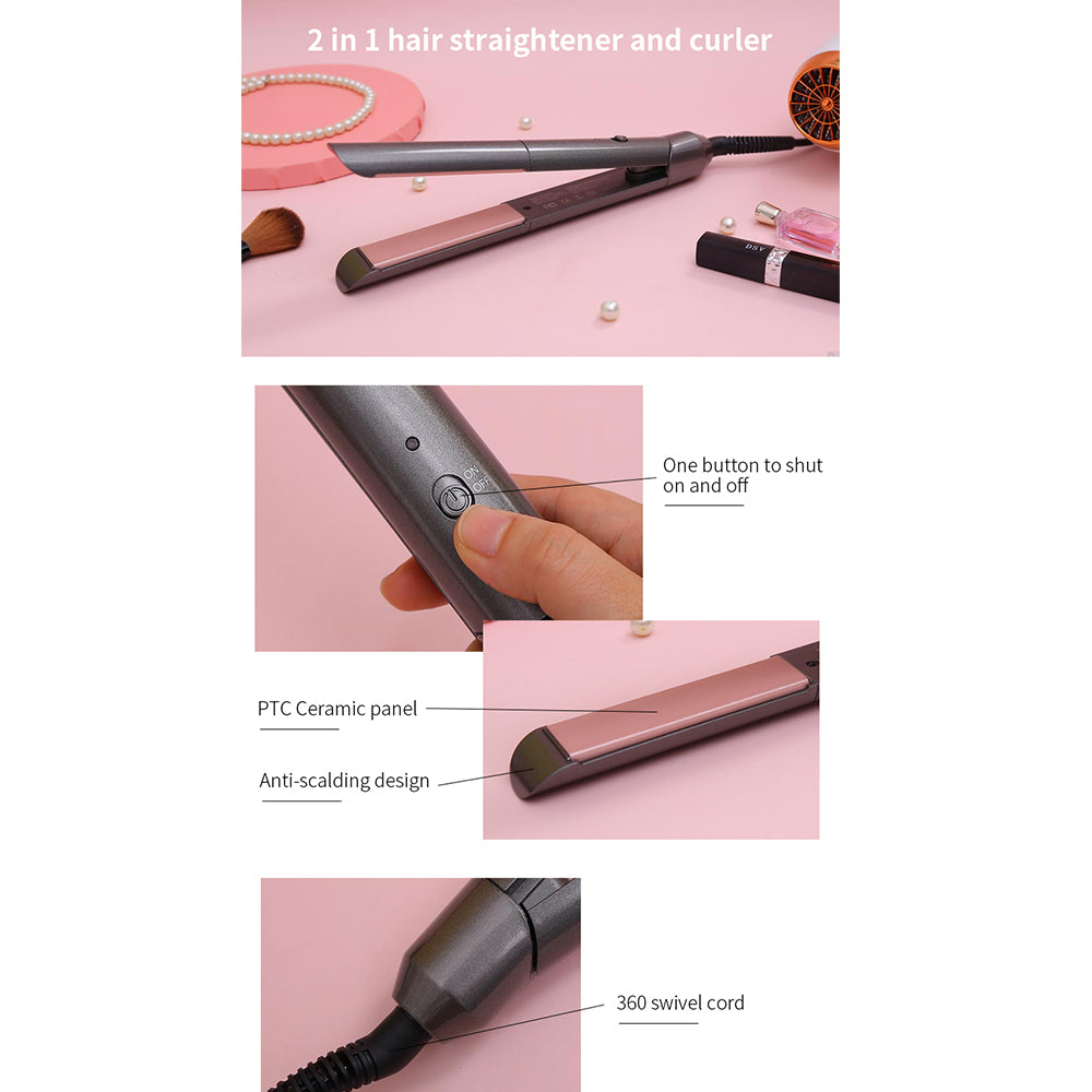Flat Iron,Hair Straightener Curler 2 in 1,Ceramic Tourmaline Titanium Flat Iron for Hair Fast Heating-up Temp 265 to 450℉