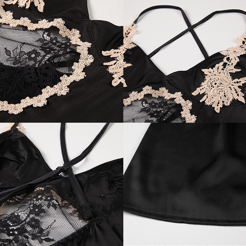 V-neck Lace See-through Lingerie Dress