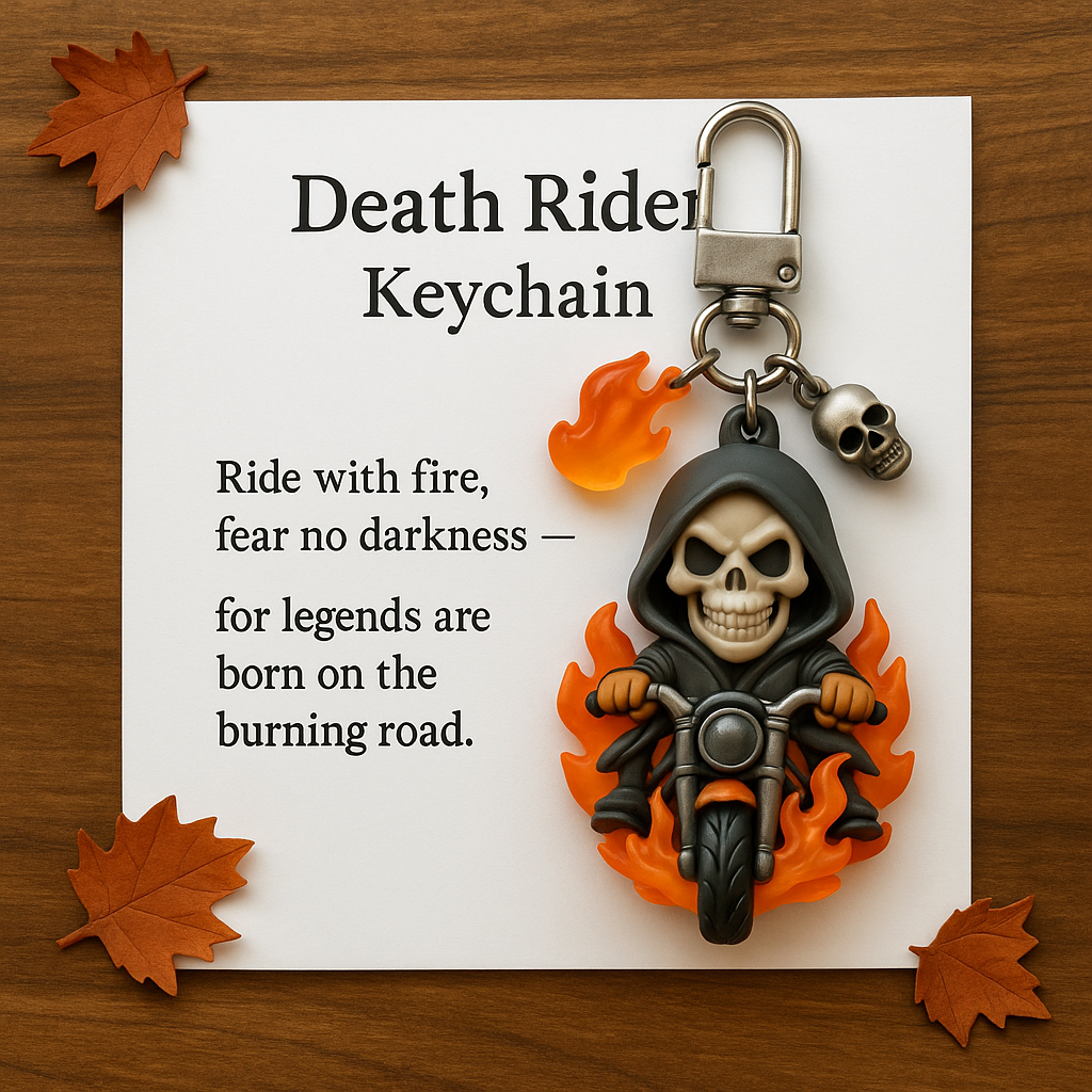 Grim Reaper Motorcycle Skull Keychain