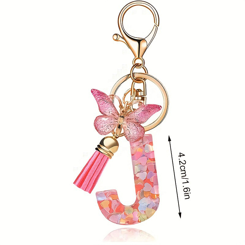 ✨✨Heart sequin butterfly letter tassel keychain(Choose your own name keychain)