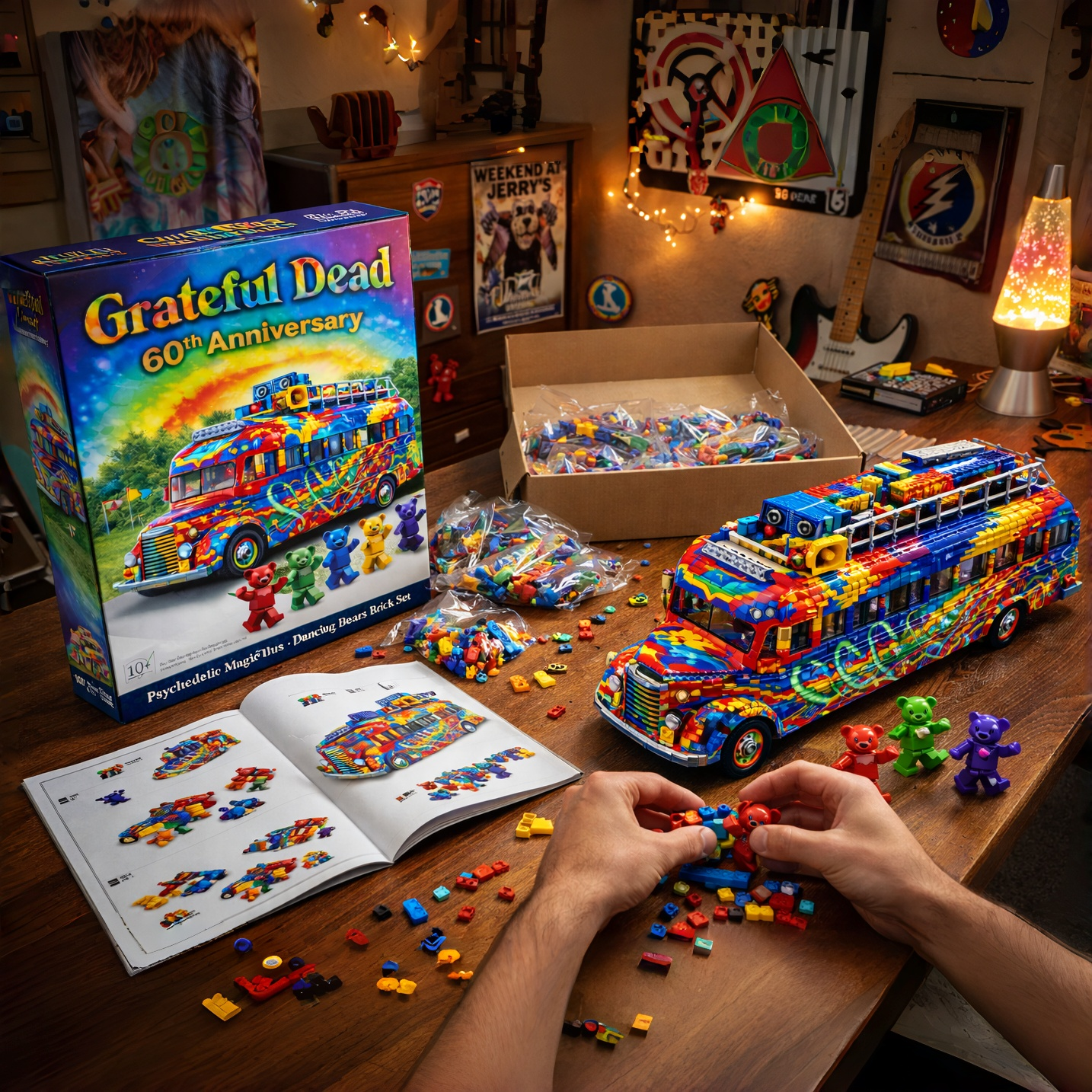 The Warlocks 60th Anniversary Psychedelic Magic Bus & Dancing Bears Brick Set