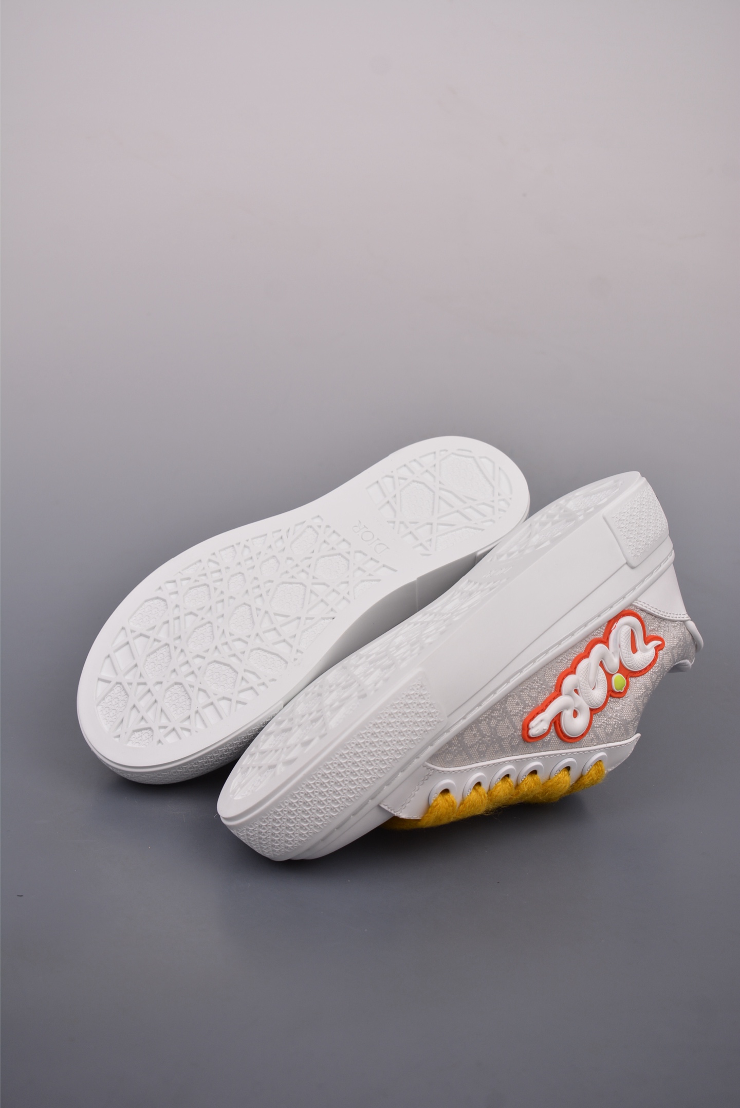 Dior B33 Low Top Sneakers Yellow and White Snake Year Limited Edition 3SN303ZEY2936