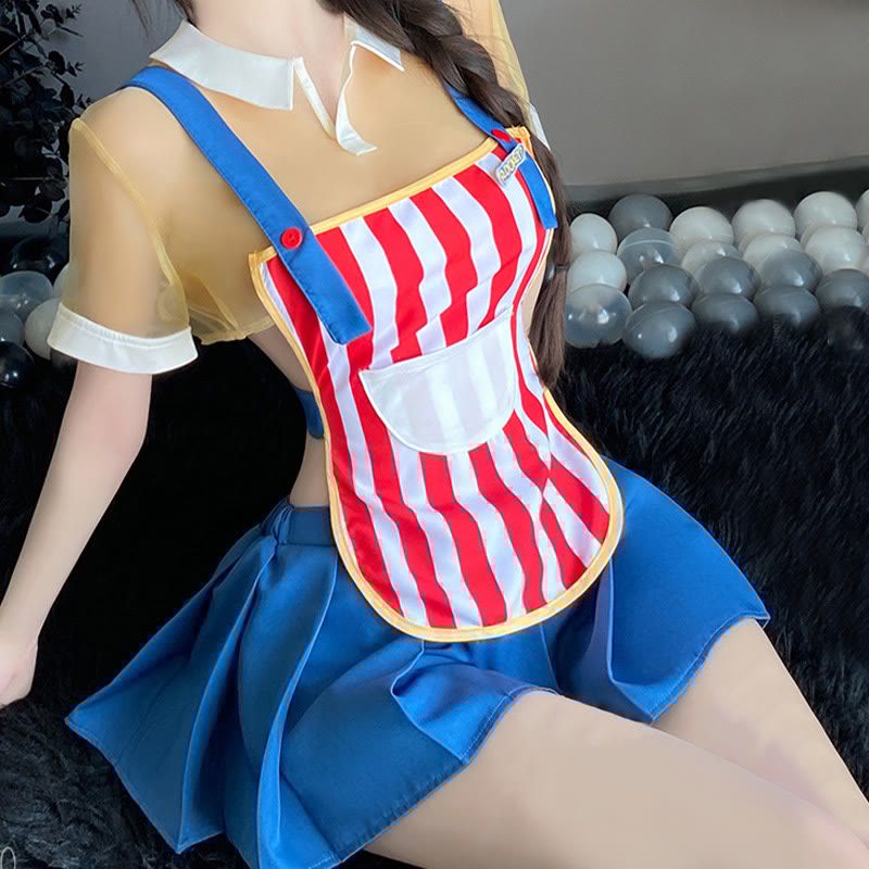 Cosplay Striped Convenience Store Maid Uniform Lingerie