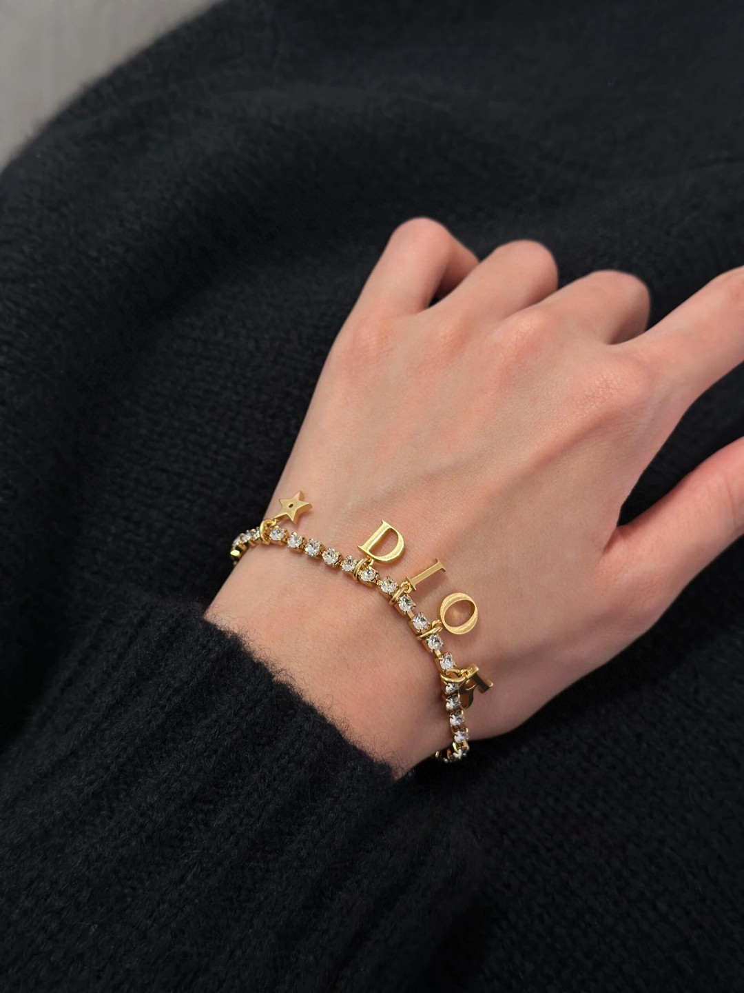 Dior alphabet rhinestone bracelet