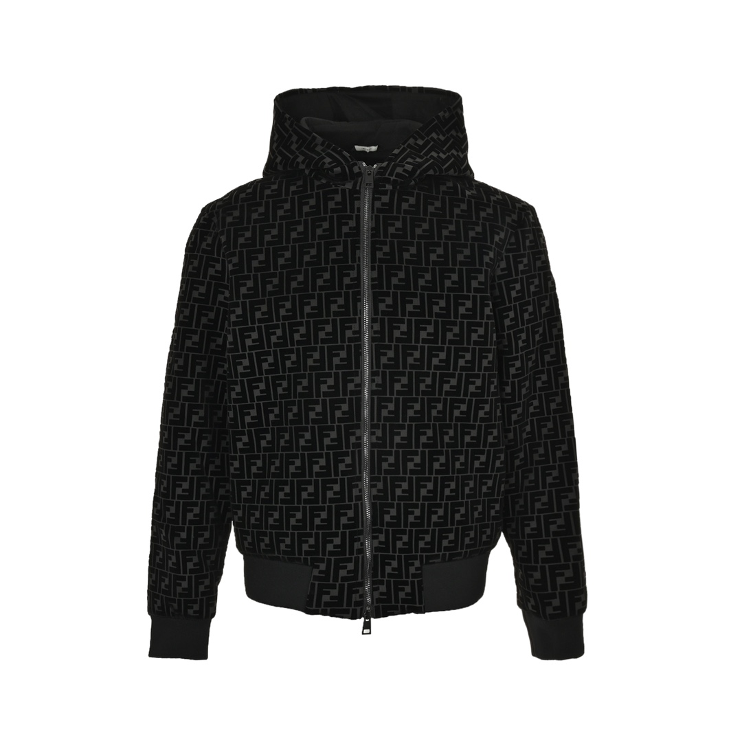 Fendi 24Fw FF all-over flocked hooded jacket