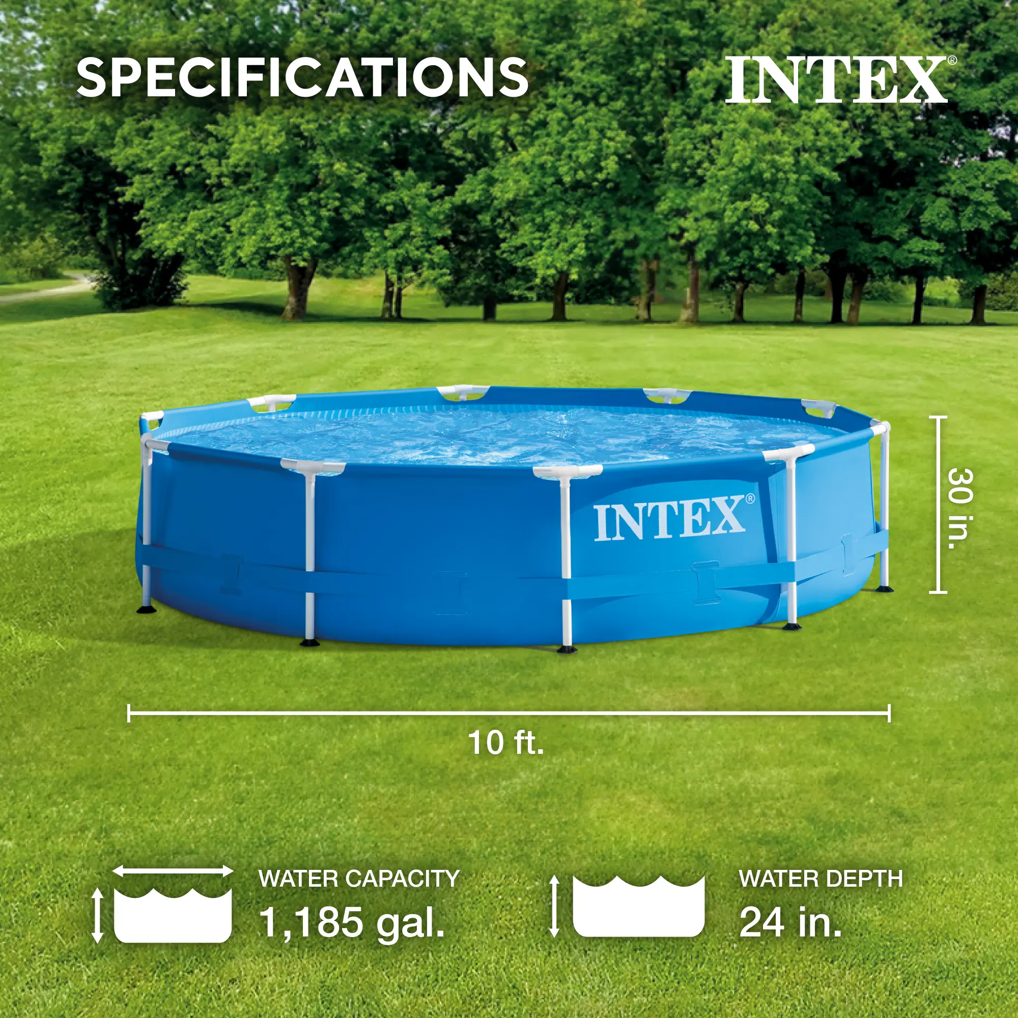 Outdoor Rectangular/Round Frame Above Ground Swimming Pool, Pink/Blue 23-30 Inches Deep (pump not included)