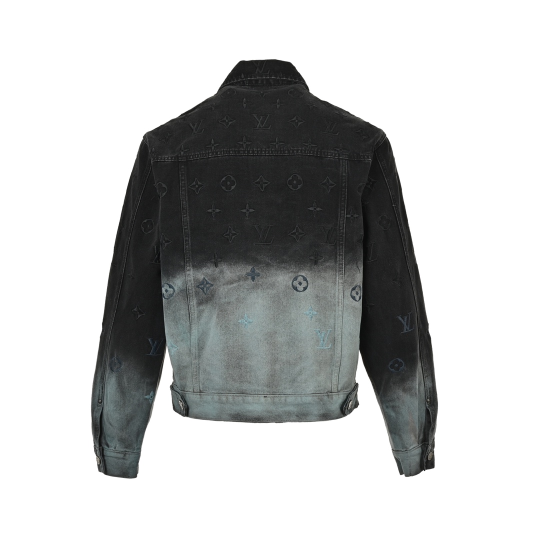 Louis Vuitton 24Fw all-over embroidered monogram gradient washed denim jacket